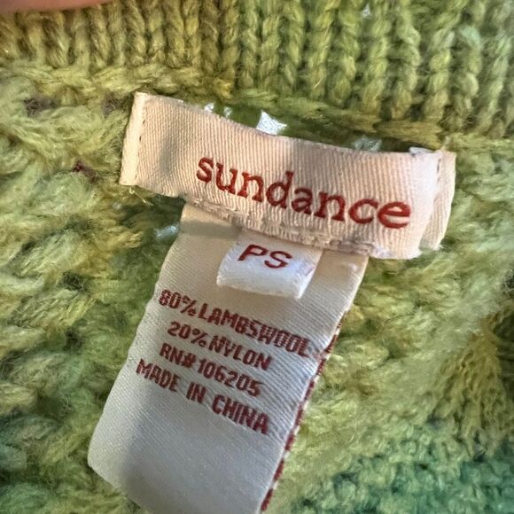 Sundance Long Button Front Chunky Knit Cardigan Green Size Small Petite Wool - Picture 6 of 6